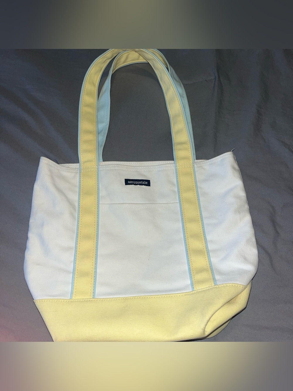 Vintage Y2K Aeropostale Pale Yellow & Baby Blue Mini Tote Bag